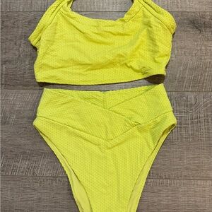 Aerie Lemon Textured Bikini Set